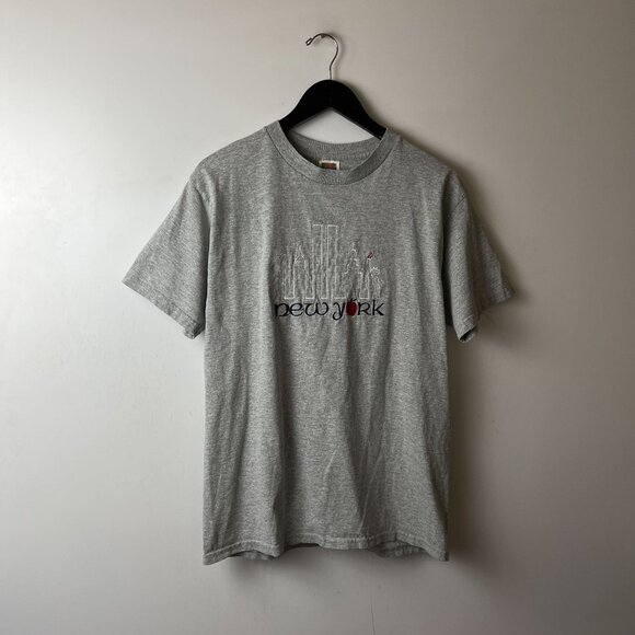Vintage New York T Shirt Adult Gray Medium M Embroidered Tee - Picture 8 of 11